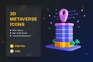 Free PSD 3d icon illustration virtual land nft metaverse building