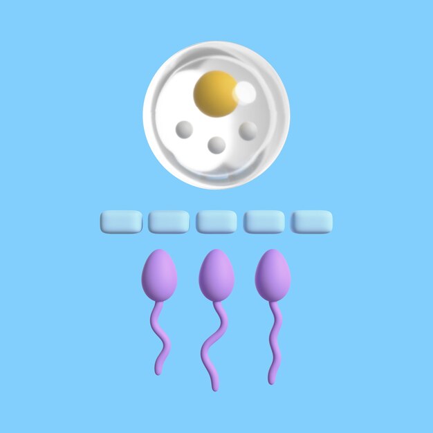 3d icon for sex education with sperm and egg