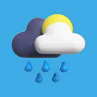 Free PSD 3d icon for weather conditions with rain and sun