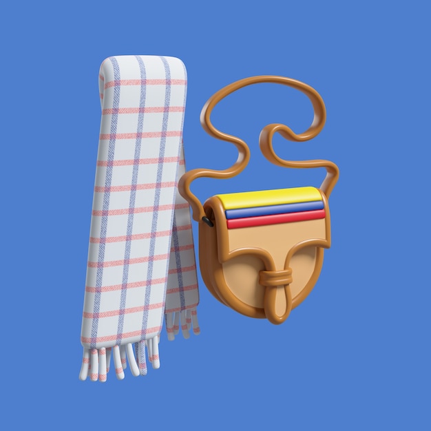 3d icon with traditional colombian representation