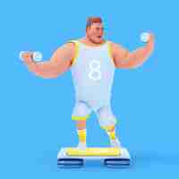 Free PSD 3d illustration of athletic man doing sport activities