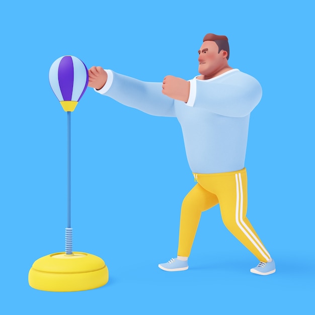 Free PSD 3d illustration of athletic man doing sport activities