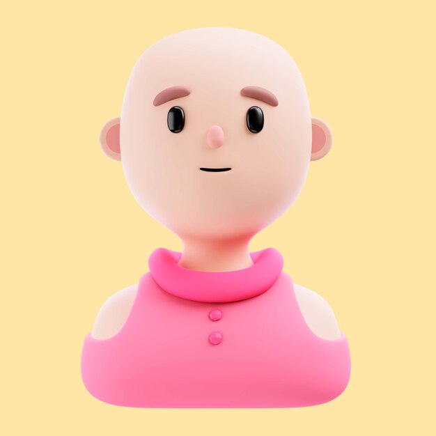 3d illustration of bald person