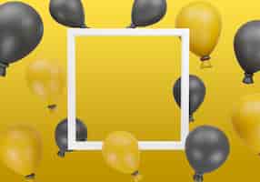 Free PSD 3d illustration for black friday sales with balloons and frame