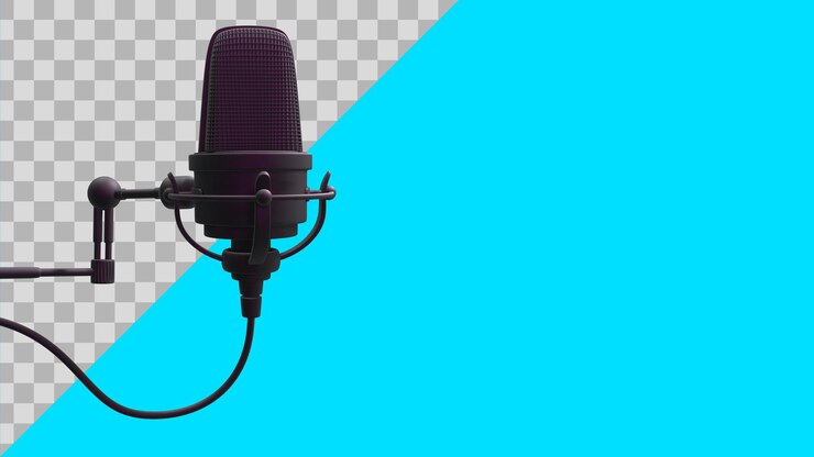 Free PSD 3d illustration black microphone clipping path