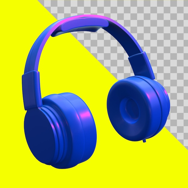 3D illustration blue headphone clipping path