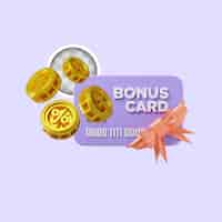 PSD gratuito illustrazione 3d del bonus della carta con doni