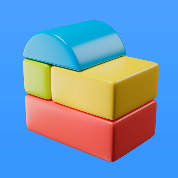 3d illustration of children's interlocking puzzle