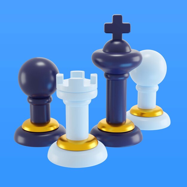 3d illustration of children's toy chess pieces