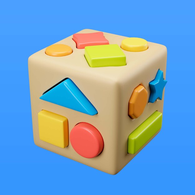 3d illustration of children's toy rubik's cube