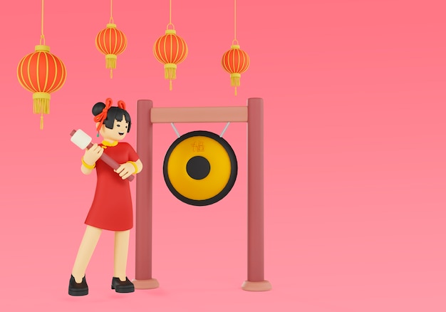 Free PSD 3d illustration for chinese new year celebration