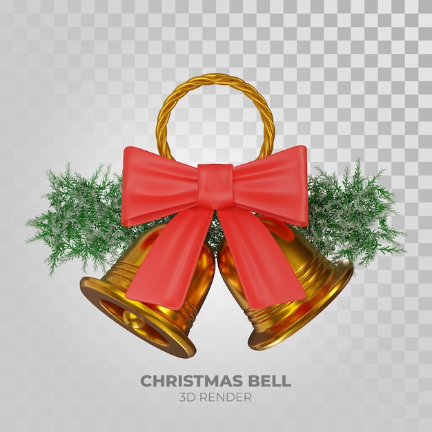 Free PSD 3d illustration christmas bell with bow