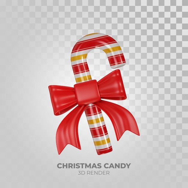 Free PSD 3d illustration christmas candy with bow
