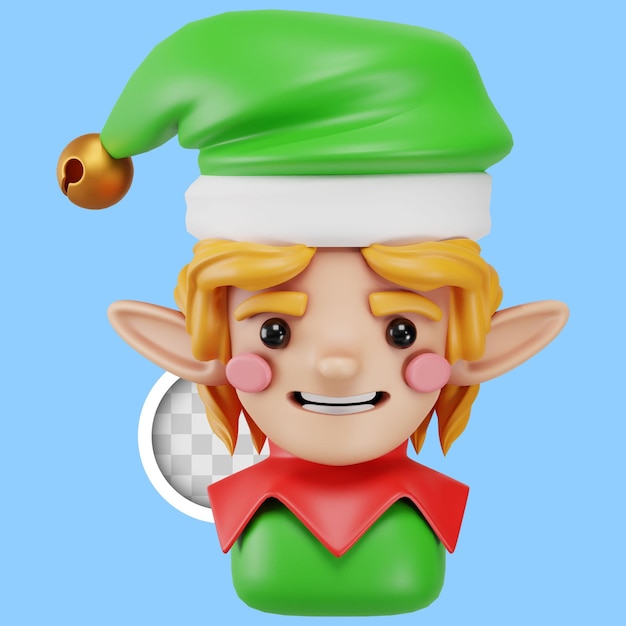 Illustrazione 3d dell'avatar dell'elfo di natale