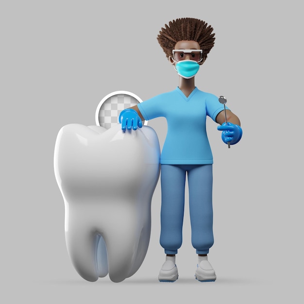 3d illustration dentist checking teeth