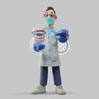 Free PSD 3d illustration of dentist checking