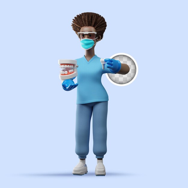 3d иллюстрации стоматолог установка зубного имплантата