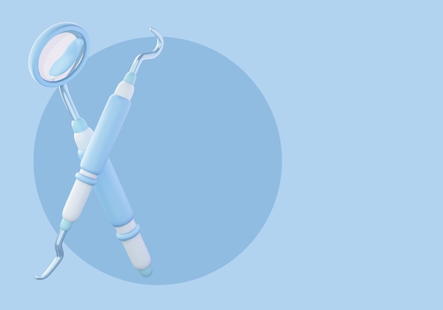 3d illustration for dentist with tools