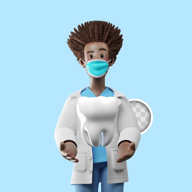 Free PSD 3d illustration dentistry with tooth