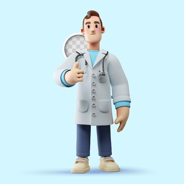 3D иллюстрация доктора с большим пальцем вверх
