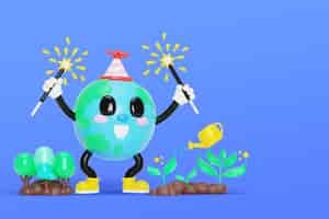Free PSD 3d illustration for earth day celebration