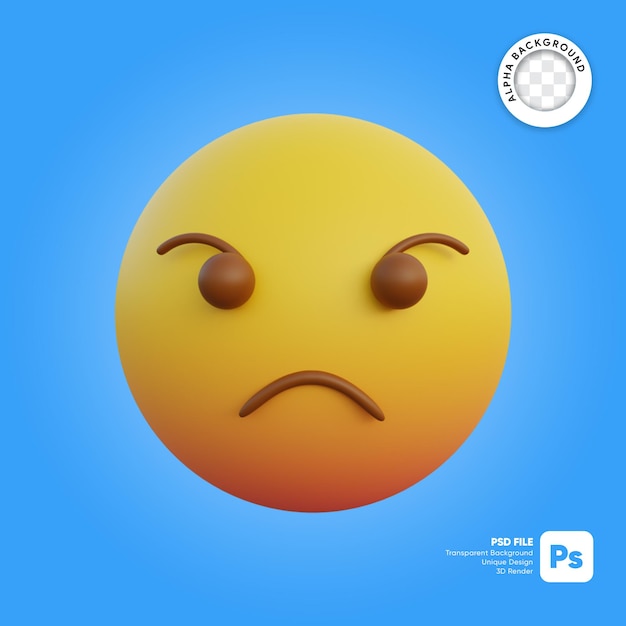 3d illustration emoticon expression angry face