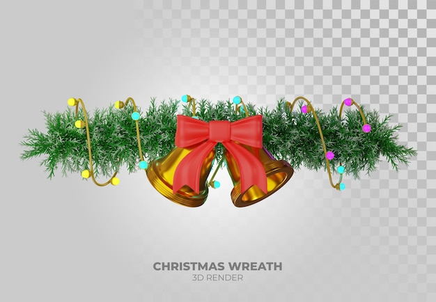 3d illustration horizontal christmas garland