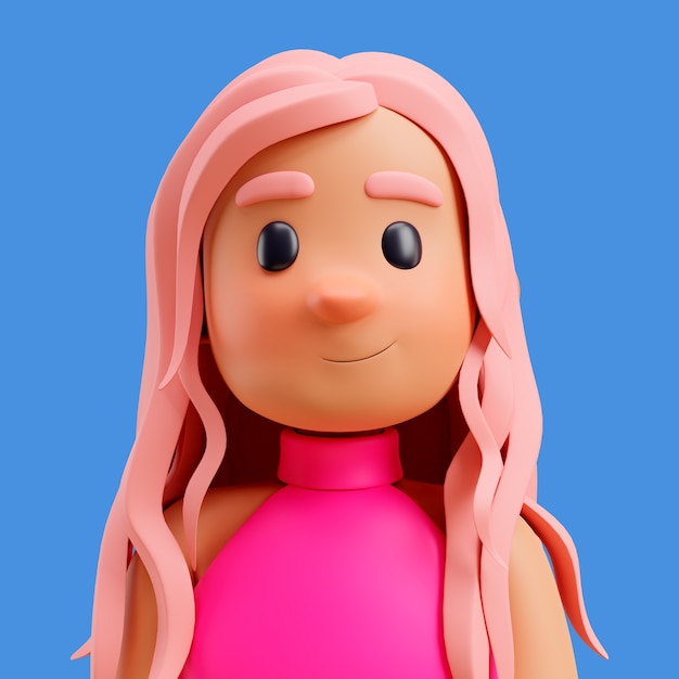 cute avatar girl for profile 3d model Stock Illustration