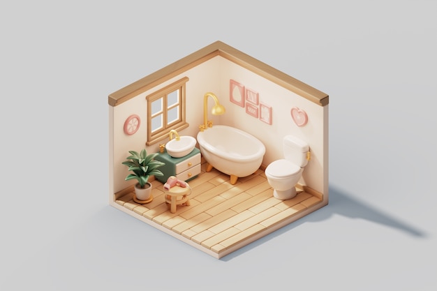 3d illustration of isometric room