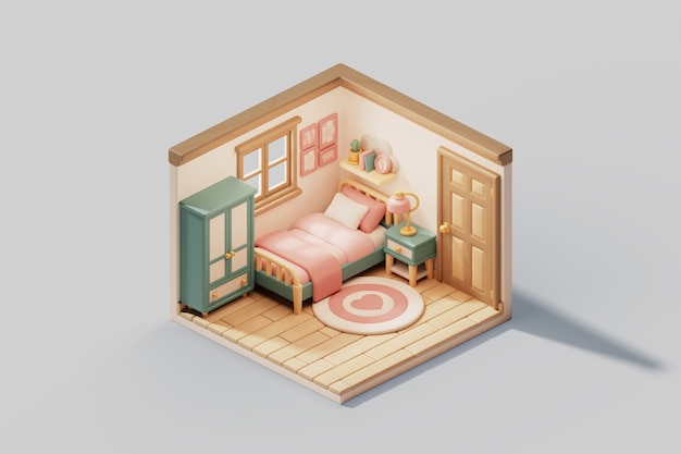3D-иллюстрация изометрического помещения
