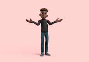 Free PSD 3d illustration of male character pose looking clueless