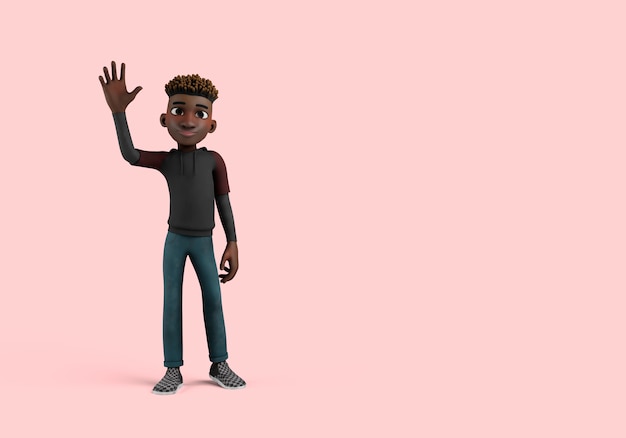 3d illustration of male character pose waving