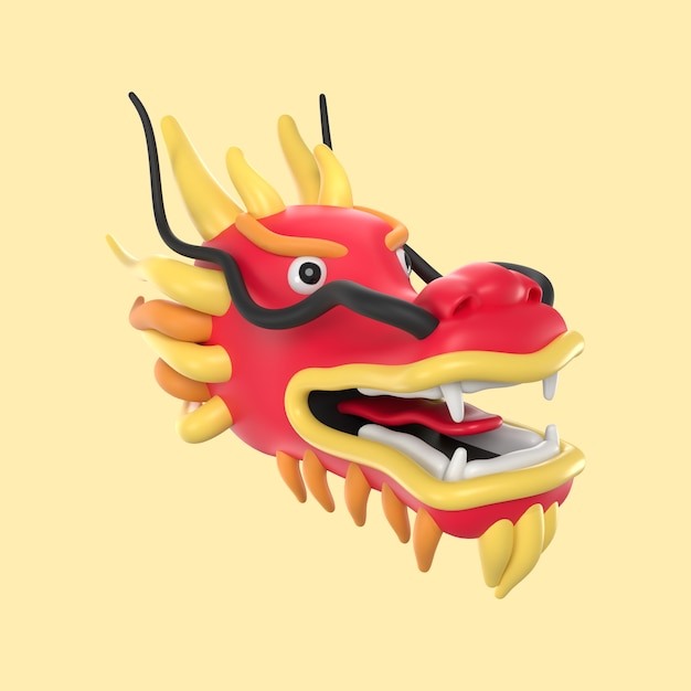 Free PSD 3d illustration for mid-autumn festival celebration with dragon head