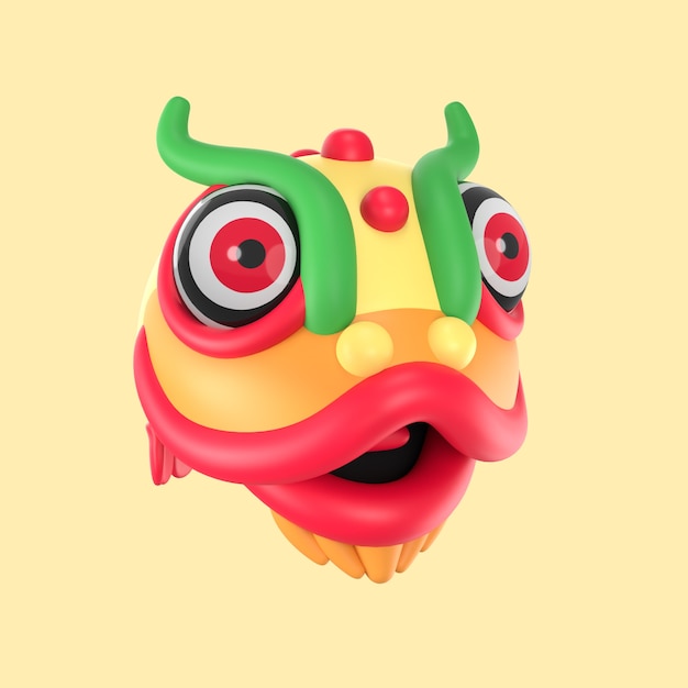 Free PSD 3d illustration for mid-autumn festival celebration with dragon head