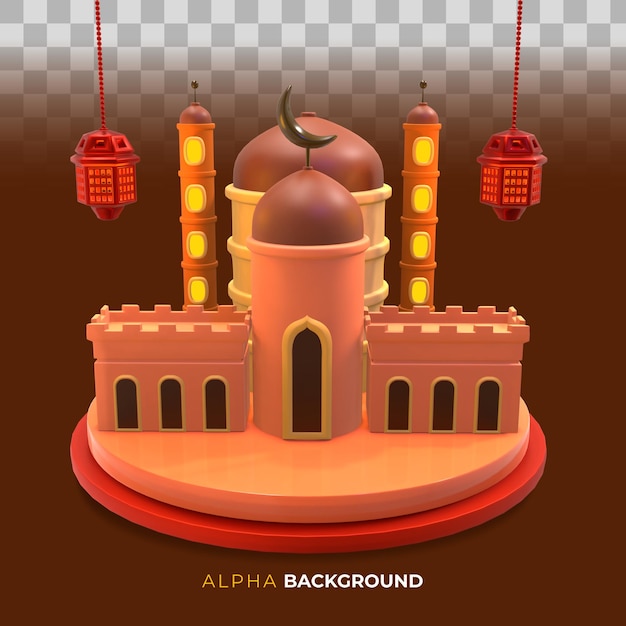 Free PSD 3d illustration. muharram day design for islamic new year