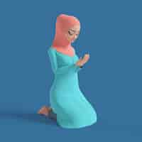 Free PSD 3d illustration of muslim woman wearing hijab