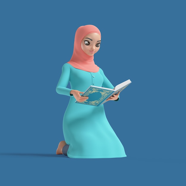 PSD gratuito illustrazione 3d della donna musulmana che indossa l'hijab