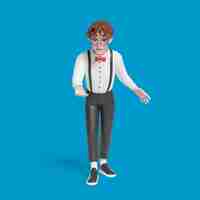 Free PSD 3d illustration of nerd boy posing