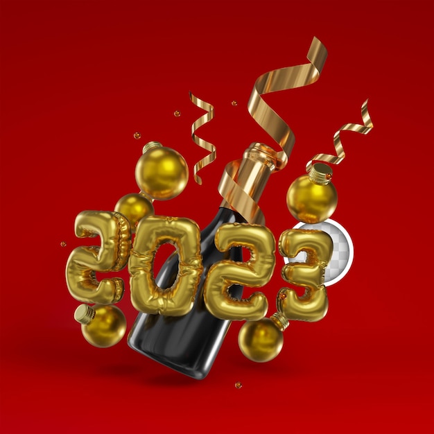 Free PSD 3d illustration new year celebration background