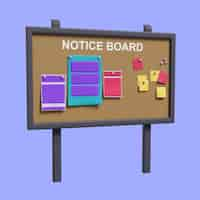 Free PSD 3d illustration of notice board