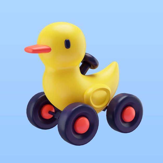 Бесплатный PSD 3d иллюстрация детской игрушечной утиной машины