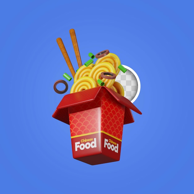 Бесплатный PSD 3d иллюстрация вкусной китайской еды