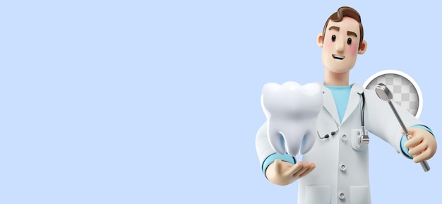 Бесплатный PSD 3d иллюстрация важности здоровья полости рта стоматолога