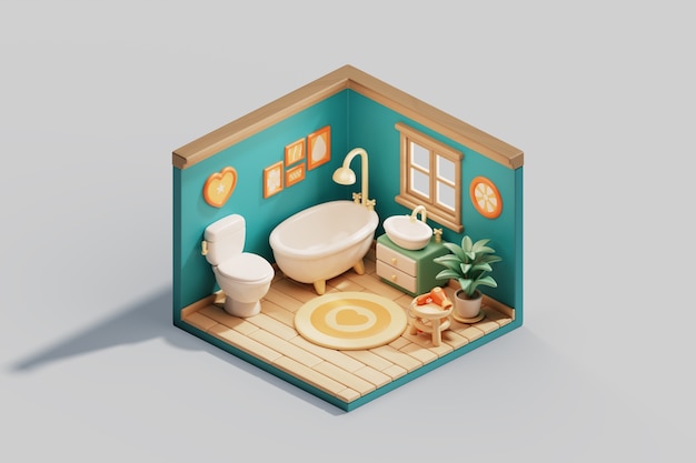 無料PSD 等尺性部屋の 3 d イラストレーション