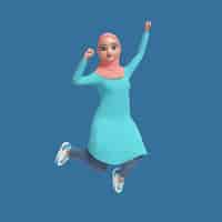 無料PSD ヒジャーブを身に着けているイスラム教徒の女性の 3 d イラストレーション