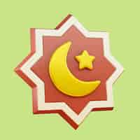 Бесплатный PSD 3d иллюстрация геометрической формы рамадана с полумесяцем