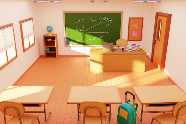 Бесплатный PSD 3d иллюстрация школьного класса
