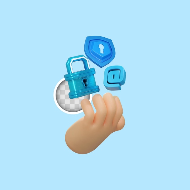 Free PSD 3d illustration of online security objects