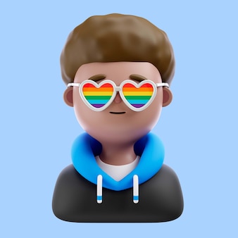 3d illustration of person with rainbow sunglasses
