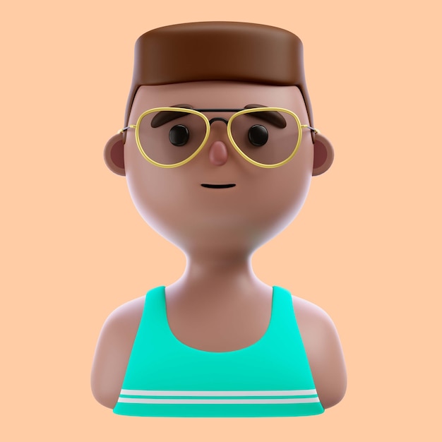 Illustrazione 3d di persona con occhiali da sole